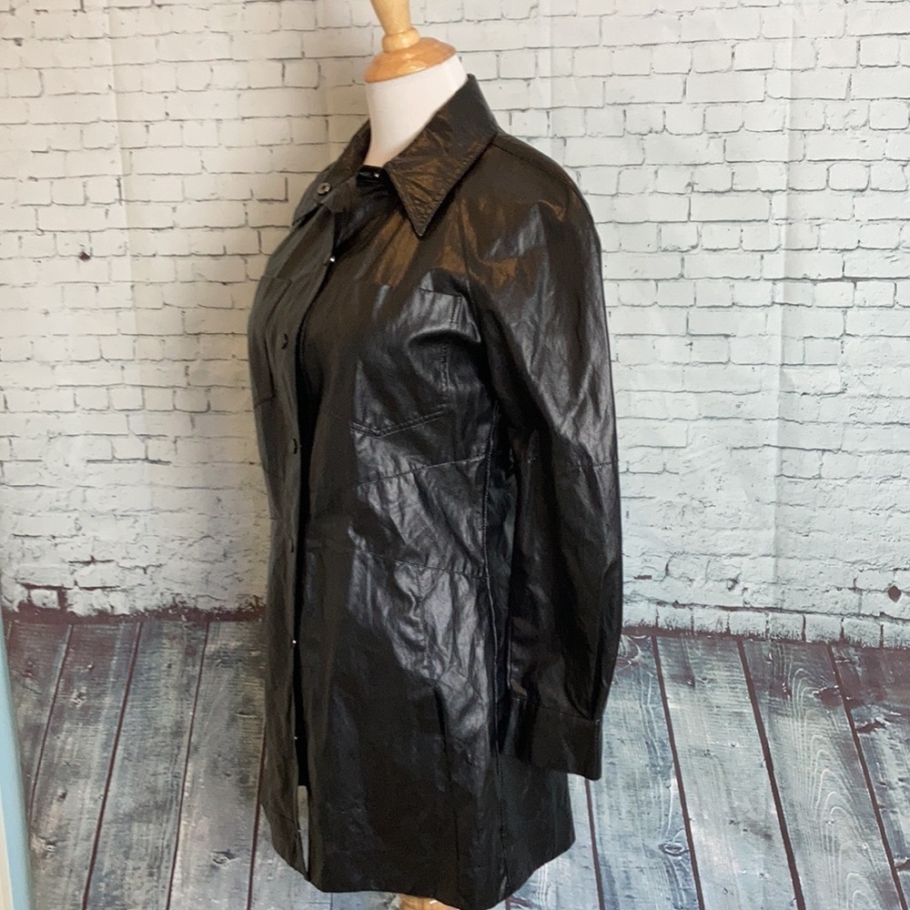 Zara Faux Vegan Leather Long Sleeve Mini Dress Party Bloggers Favorite Goth - Picture 11 of 16